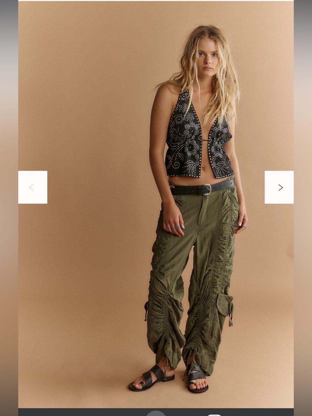Free People Scorpio Shirred Mid-Rise Cargo Pants Medium
